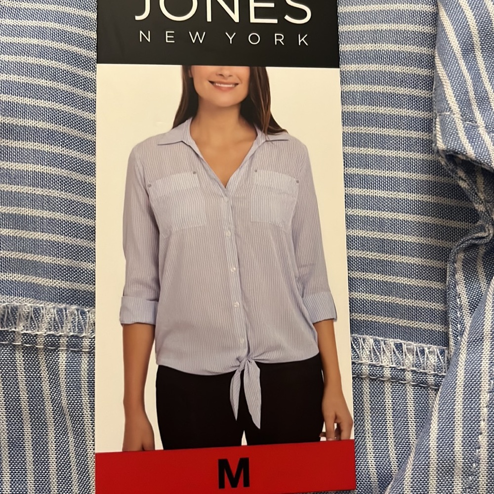 Jones New York- Brand new with tags blue/white stripe top